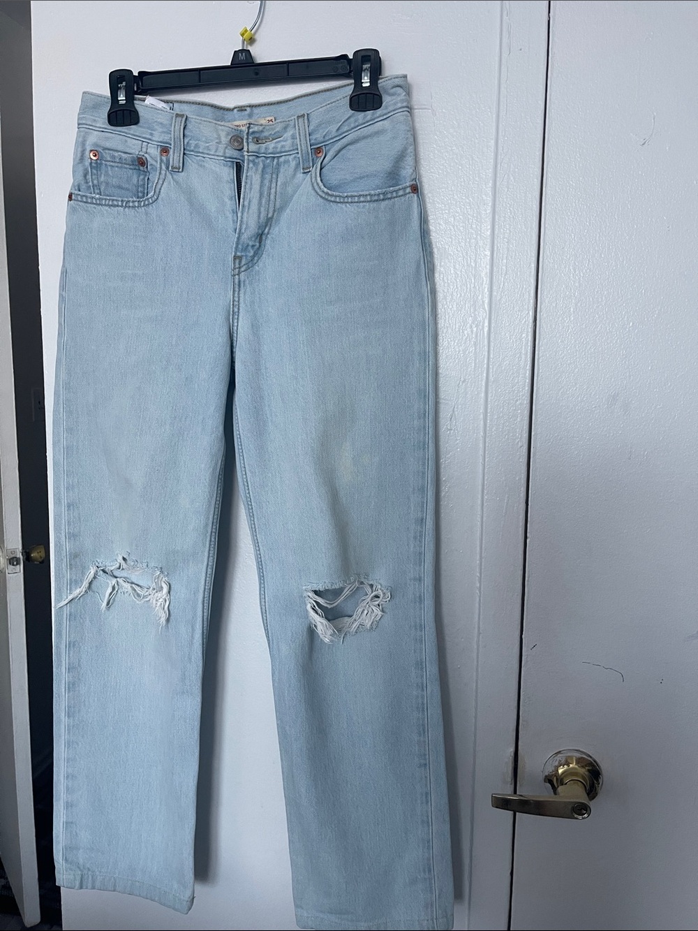 Levi's Light Blue Straight Leg Distressed Jeans